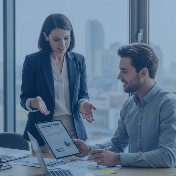 Business employees working