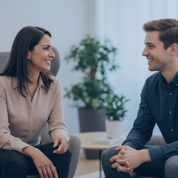 Talking to colleague 