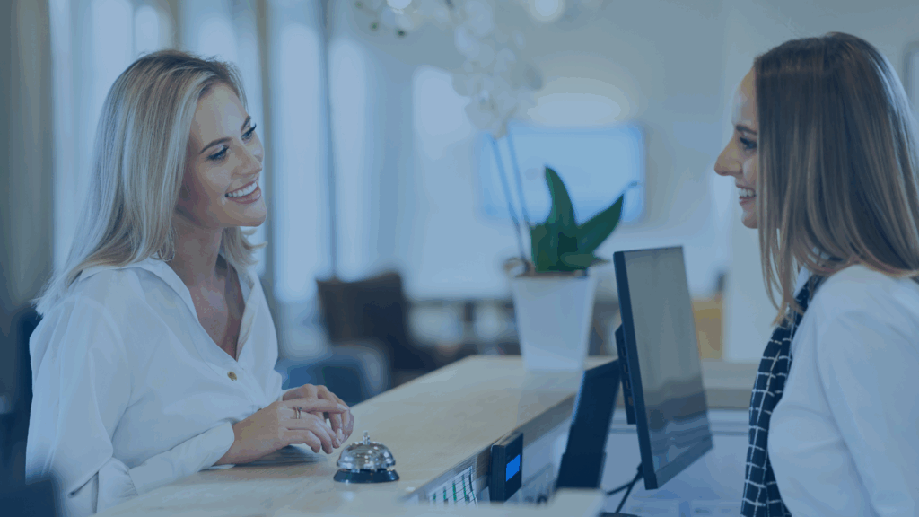 Greeting guest at a dental office